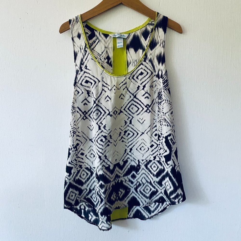 Charlie Jade Silk Tank Top‎ Womens XS Sleeveless Blouse Luxe Art to Wear